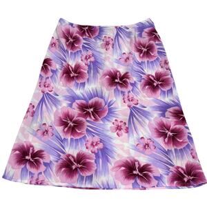 Vintage Y2K Dizaro Collection Womens Size L Purple Pink Tropical Floral Skirt